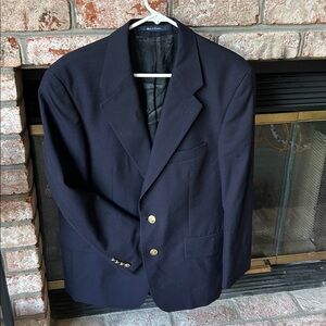 Chaps Ralph Lauren Men’s 100% Wool Suit Jacket Gold Buttons Color Navy Size 40 S